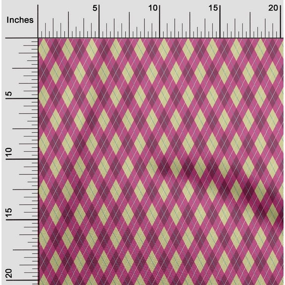 oneOone Cotton Jersey Pink Fabric Argyle Check Sewing Fabric By The Yard Printed Diy Clothing Sewing Supplies 58 Inches Wide