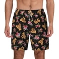 thumbnail image 2 of Goofa Rose Flower Bear Printed Men's Swim Trunks Board Shorts Quick Dry Mens Swimming Trunks with Compression Liner,Breathable Fit Hawaii Beach Shorts-Small, 2 of 9