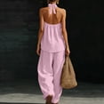 thumbnail image 5 of Favoffer Womens 2 Piece Outfits Sleeveless Solid Color Top Elastic Waist Pocketed Pants Casual Matching Sets for Daily Outdoor Travel Lounge Weekend, 5 of 8