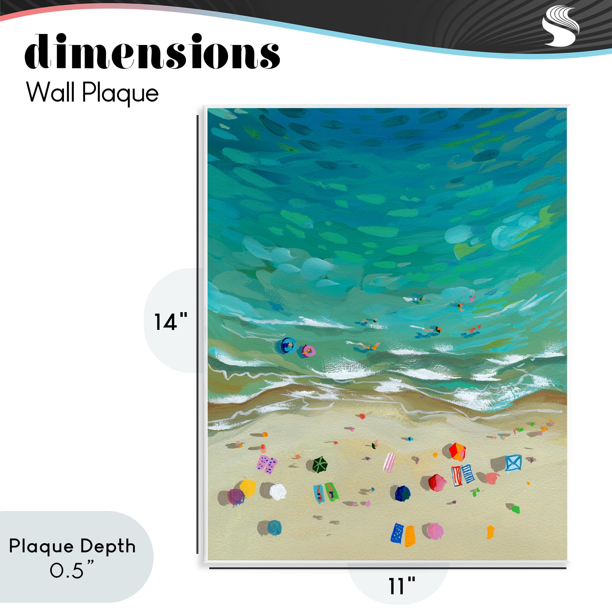 Stupell Industries Aerial Beachside with Umbrellas Wall Plaque Art, design by Brook Page