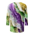 thumbnail image 5 of Aloohaidyvio Mardi Gras Clothing Overalls,Women's Fashion Printed T-shirt 3/4 Sleeves Blouse Round Neck Casual Tops, 5 of 5