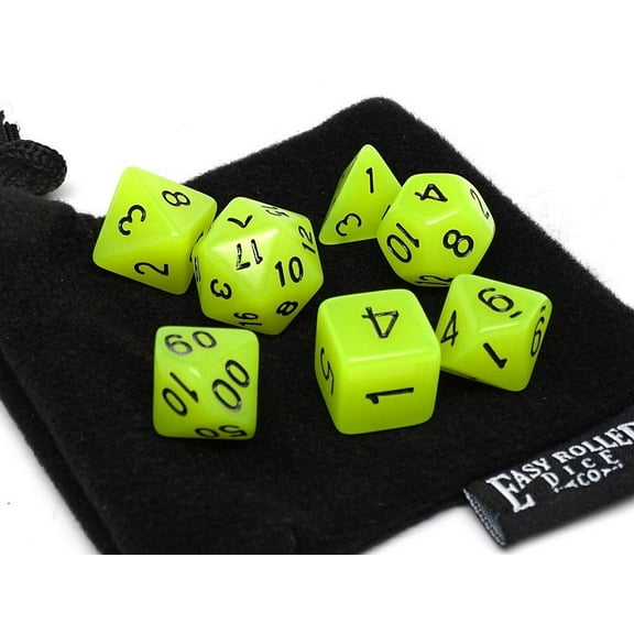Yellow Glow in the Dark - 7 Piece Dice Collection