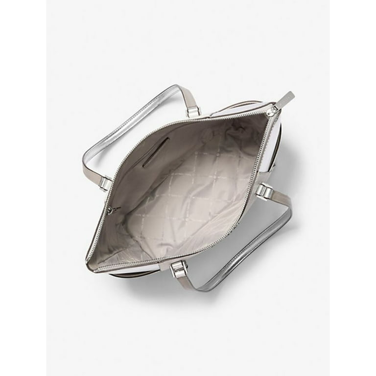 Michael Kors Women's Charlotte Large Tote, Silver, Top Zip, 15