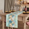 thumbnail image 3 of Beach Coastal Teal Cotton Linen Table Runner for Dining Kitchen, Nautical Shell Starfish Coral Summer Wedding Outdoor Party Tablerunners, Dresser Scarf Coffee Tablecloth Runners 13x70 Inches, 3 of 9