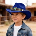 thumbnail image 2 of Wxirdiow Cowboy Hat for Toddler Girls Kids Classic Cowboy Hat Cowgirl Caps Travel Vacation Beach Caps Fedora Hat Blue Size,3-8 Years, 2 of 4