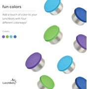 LunchBots 2.5 oz Stainless Steel Dressing Container for Condiments, Dips, Snacks, Dipping Sauce Cups with Silicone Lid, Fits in Lunch Bags and Bento Boxes - Set of 2 - Blue
