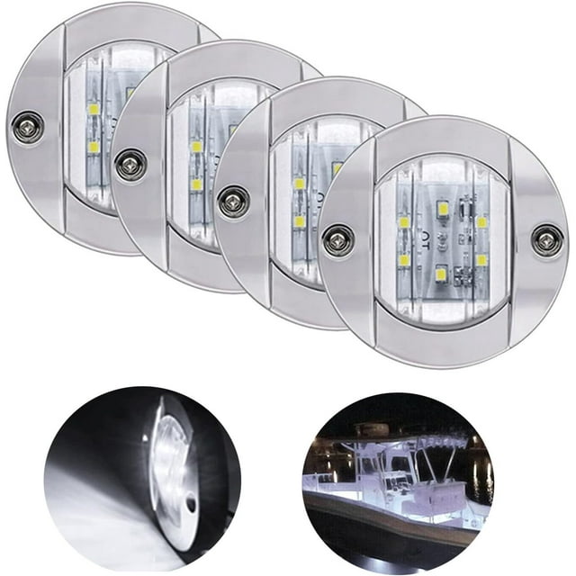 4 Pack LED Boat Light 12V Round Marine Lamp LED Transom Mount Light for Boat Dec