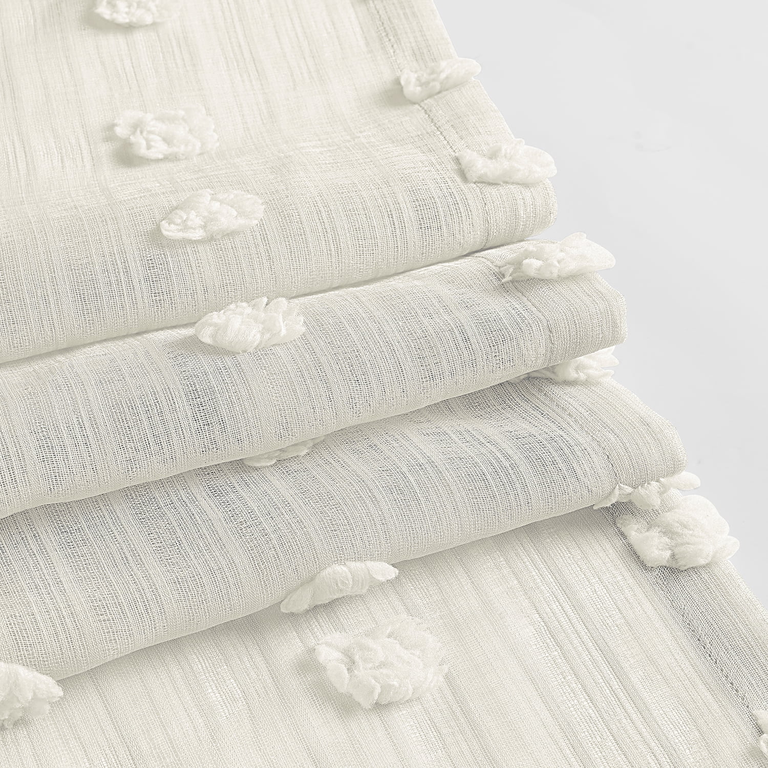 Strasbourg Dot Patterned Faux Linen Sheer Curtain (1 Panel), Strasbourg Dot, 50W X 84L