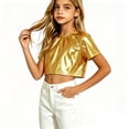 thumbnail image 2 of SROBPTY Teens Boys Girls T Shirt Solid Short Sleeve Crew Neck Shiny Performance Top for 2-15 Years, 2 of 5