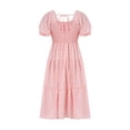 thumbnail image 3 of ITFABS Femmes Robe d'Été, Plaid Cou Carré Manches Courtes Bulle une-Pièce pour les Dames, 3 of 9