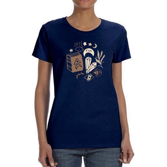 Magic Book And Items Shaped T-Shirt Women -Image by Shutterstock, Female Medium