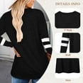 thumbnail image 2 of SWQZVT Womens Long Sleeve Tunics Shirts Casual V Neck Blouse Tops Loose Striped Tops Casual Fall T-shirt Black Tee, 2 of 6