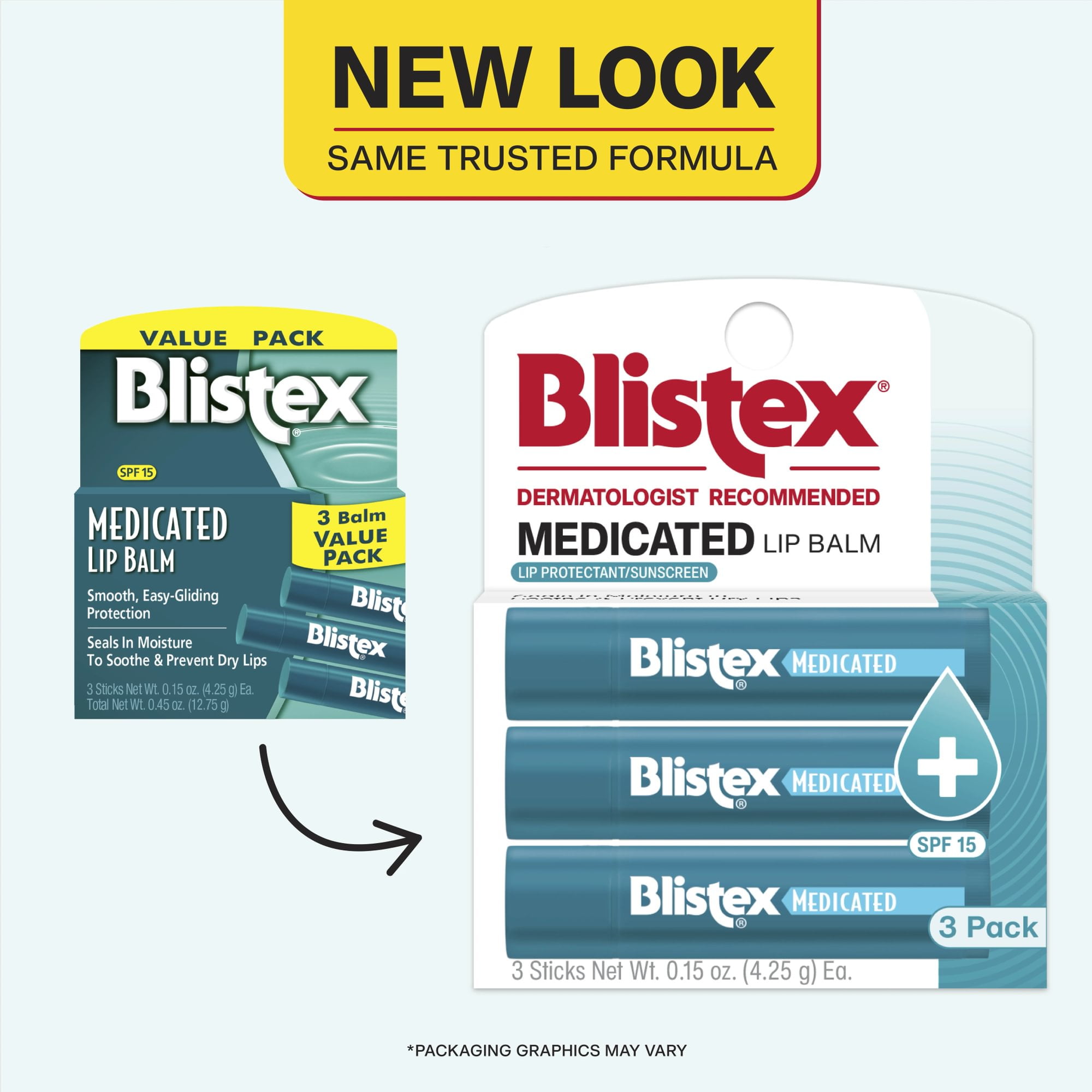 (6 pack) Blistex Medicated Lip Balm - Advanced Protection for Dry, Chapped Lips - 3 Count, 0.15oz Ea