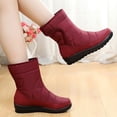 thumbnail image 5 of Juebong Christmas Deals Women's Shoes Winter Warm Fashion Pull-On Casual Solid Color Waterproof Snow Boots Plush Low Heel Velcro,6, Red, 5 of 6