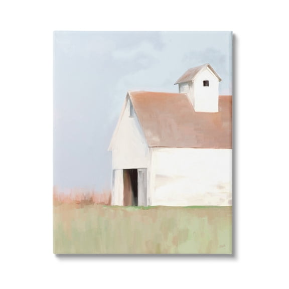 Stupell Industries Rural Countryside Field Casual White Barn House Painting Gallery Wrapped Canvas Print Wall Art, Design by Amy Hall