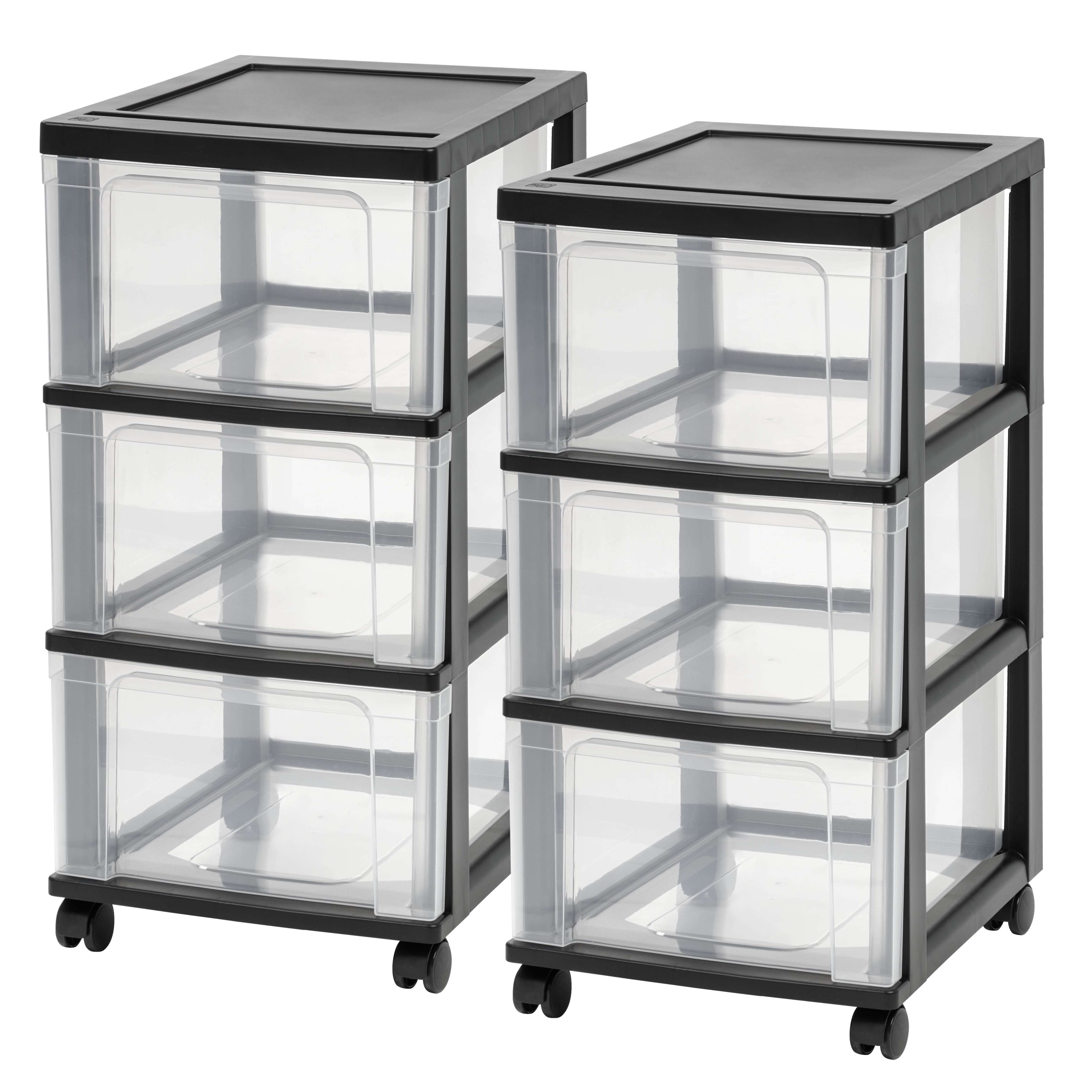 IRIS USA 3 Drawer Narrow Rolling Cart 2 Pack Black Walmart