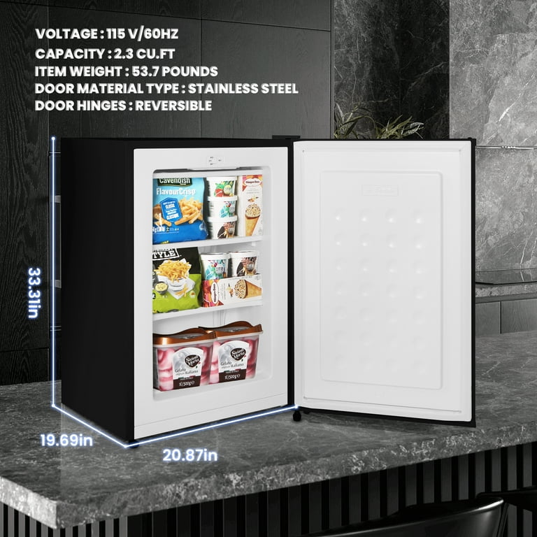 KISSAIR 2.3 Cu.ft Single Door Mini Freezer, Upright Compact Freezer with  Retro Handle & Removable Shelf & Adjustable Temperature Control, Low Noise