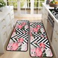 thumbnail image 4 of Kitchen Rugs Sets Of 2,Pioneer Flower Floral Print Pattern Anti Fatigue Kitchen Mat Rugs Non Slip Washable,Decorative Kitchen Floor Mats for Kitchen,Sink,Laundry,17"x47"+17"x47", 4 of 5