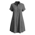 thumbnail image 7 of VBVC Women's Collared Button Down Tunic Dress, Slim Short Sleeve Dresses For Women, Ladies' Casual Summer Shift Dress with Pockets,Dark Gray,S-2XL, 7 of 7
