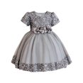 thumbnail image 2 of EnJoCho Girls Sequin Dress Puff Short Sleeve 3D Rose Waist Tulle Formal Gown For Little Girls Toddler Wedding Birthday Party Holiday Princess Dress, 2 of 5