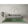 thumbnail image 3 of Ahgly Company Machine Washable Indoor Square Persian Turquoise Blue Traditional Area Rugs, 5' Square, 3 of 4