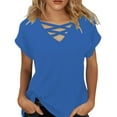 thumbnail image 2 of Tittly T Shirts for Women Spring Tops for Women Womens Summer Tops Short Sleeve Shirts V Neck Tshirts Loose Casual Tunic Blouses Tees Tshirts Shirts Basic Tees Blue 3XL, 2 of 4