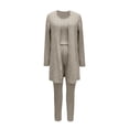 thumbnail image 4 of cfhntfmh Womens 3 Piece Pajama Sets Ribbed Knit Long Sleeve Cardigan with Tank Top Slim Leg Pants Outfits Loungewear Pjs Set, 4 of 6
