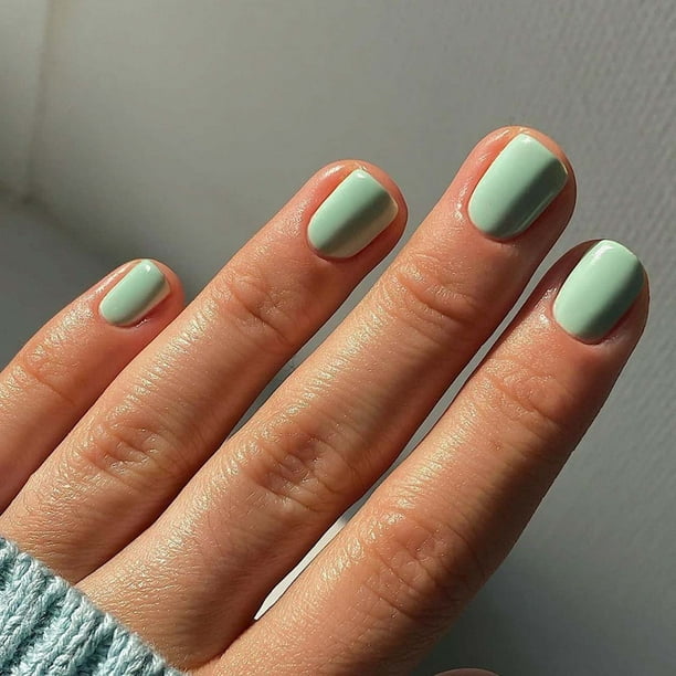 Uñas postizas a presión - Uñas cortas a presión - Uñas postizas cortas con pegamento reutilizable - Uñas en 12 tamaños, parche para uñas de 2 ml