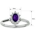 thumbnail image 5 of SuperJeweler 2/3 Carat Oval Shape Amethyst and Halo Diamond Ring In Sterling Silver For Women, 5 of 6