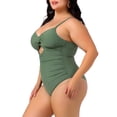 thumbnail image 2 of Agnes Orinda Women's Plus Size One Piece Swimsuit Knotted Front Cutout Swimwear Tummy Control High Waisted Summer Bathing Suit 1X Army Green, 2 of 6