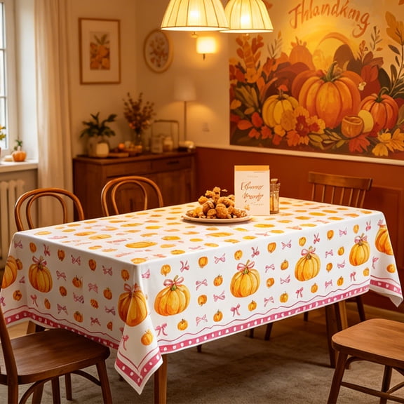 Kugisaki Thanksgiving Decoration Fall Pumpkin Table Runner Soft Table Flag Tablecloth for Dining Kitchen Home Decor