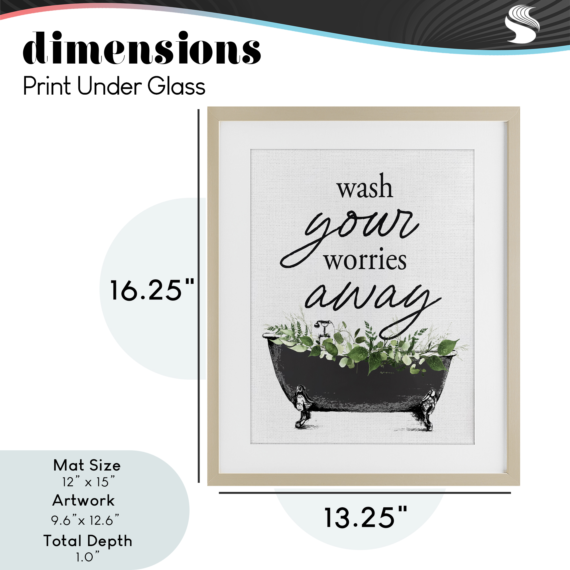 Wash Worries Away Herbs Birch Framed Print Under Glass, design by Lettered and Lined