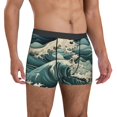 thumbnail image 5 of Men's Boxer Briefs, Sea Waves Art Soft Comfy Mens Underwear Boxer Briefs Breathable With Widen Waist, 5 of 7