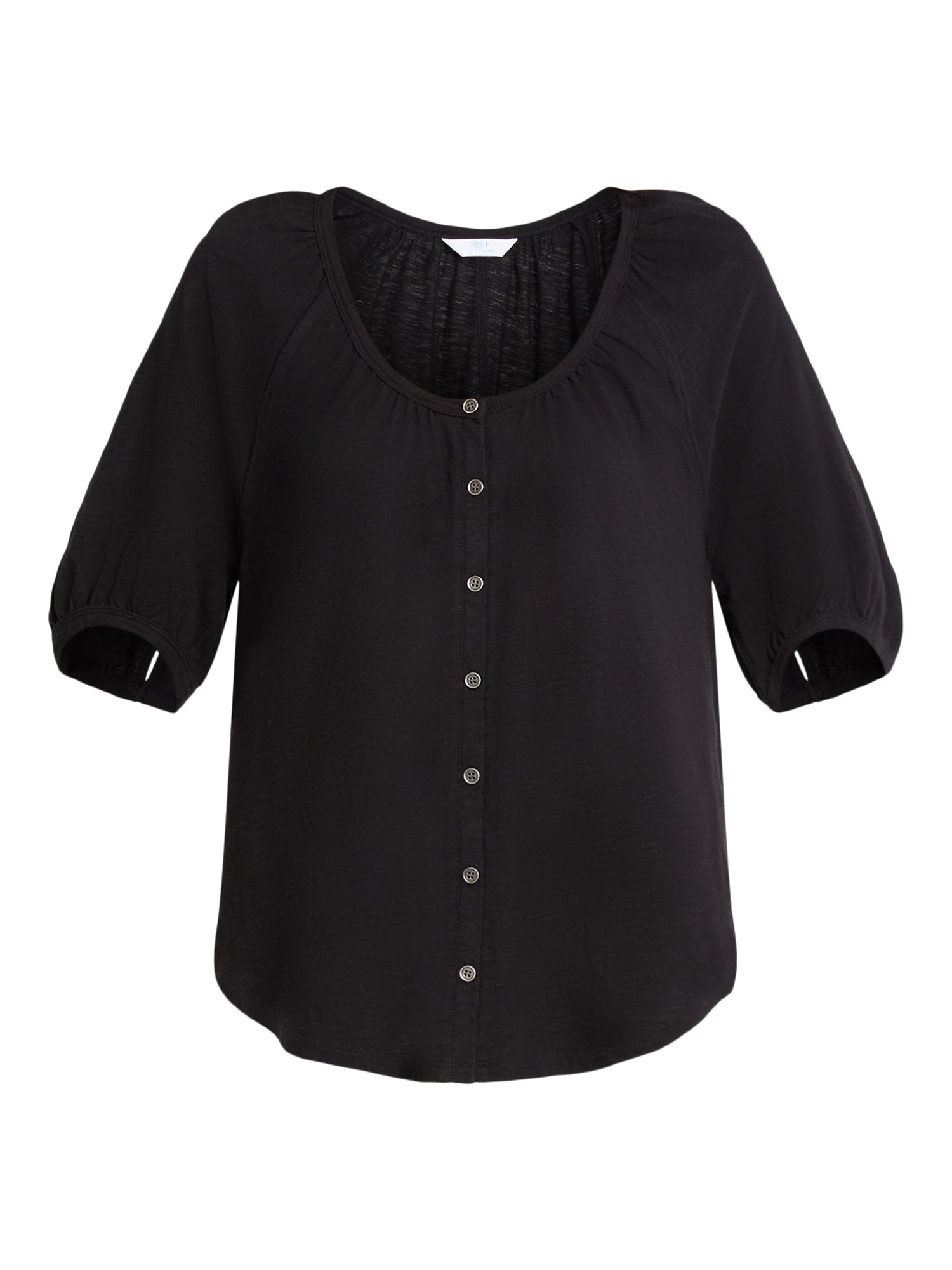 Time and Tru Women's Cotton Peasant Top, Sizes XS-XXXL