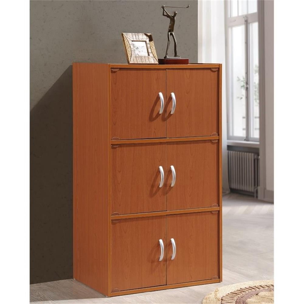 Home Indoor Decorative 3-Shelf, 6-Door Bookcase