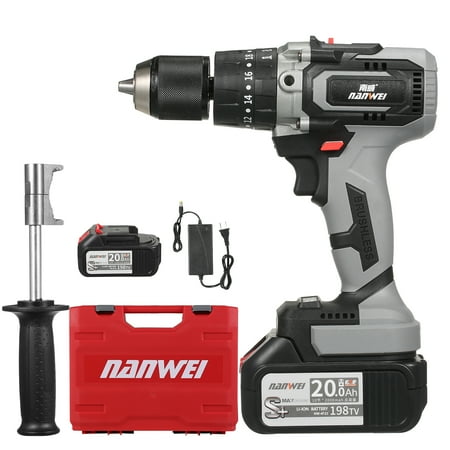 

Suzicca 21V Cordless Drill Driver Batteries Max Torque 200N.m 12 Inch Metal Keyless Chuck 20+3 Position 0-2150RMP Variable Speed Impact Hammer Drill Screwdriver With PlasticTool Box