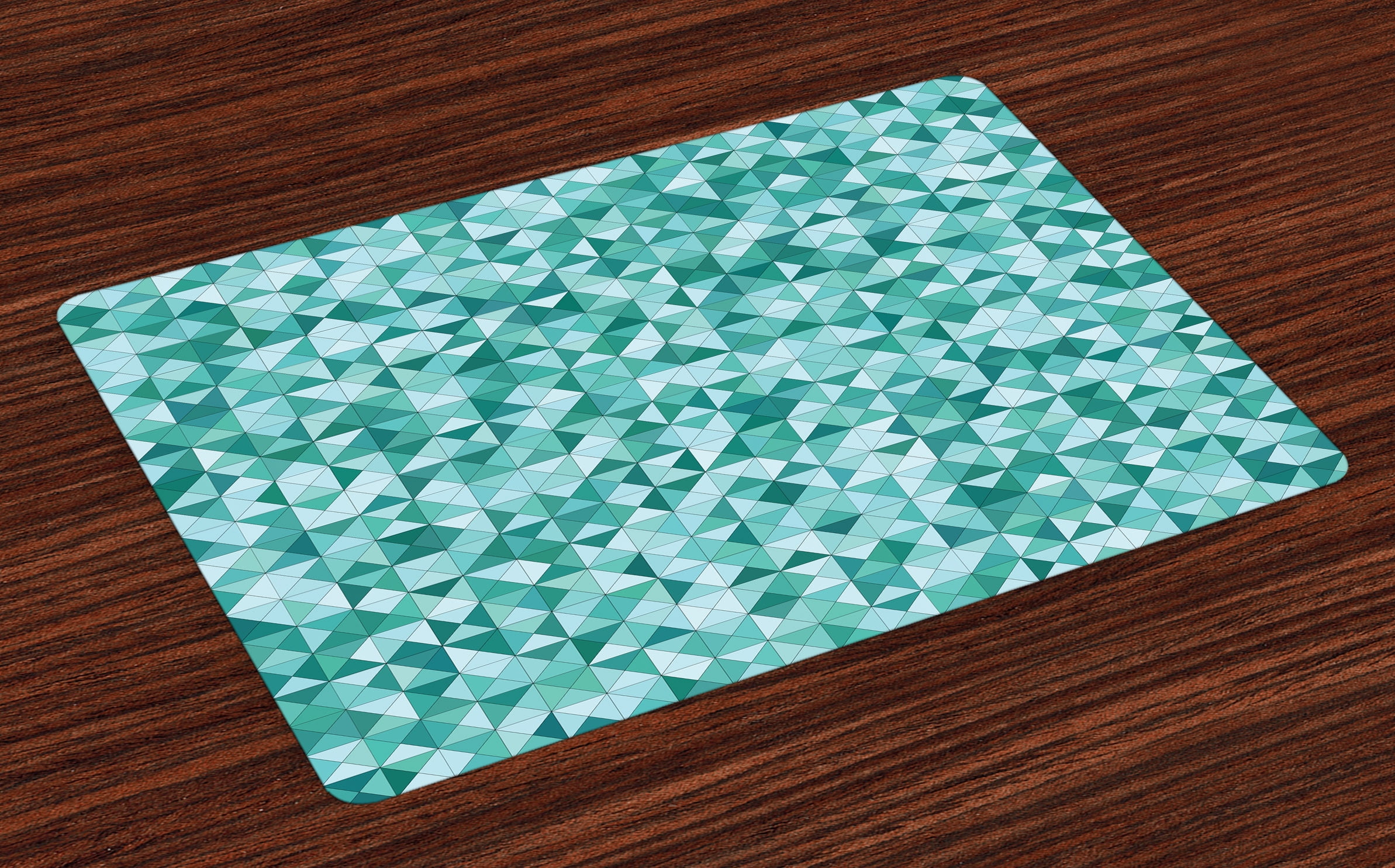 Teal Placemats Set of 4 Triangle Mosaic with Polygon Shapes with