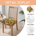 thumbnail image 2 of Dark Green Sunflower Pattern Seat Covers for Dining Room Chairs Set Of 4,Stretch Printed Washable Chair Seat Cover with Elastic Ties and Button,Removable Waterproof Couch Cushion Covers, 2 of 6