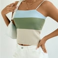 thumbnail image 6 of Ahdbta Womens Camisole Tops Striped Color Block Square Neck Ribbed Tank Tops Spaghetti Straps Sleeveless Summer Shirts, 6 of 8
