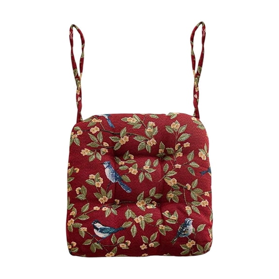 Cmafuca Farmhouse Bird Print Chair Cushions with Ties U-Shaped Soft Comfortable Chair Pads Non Slip Seat Cushions for Indoor Dining Room and Kitchen Chairs (Red,16"x16")