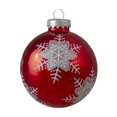 thumbnail image 3 of Northlight 4ct Red and White Snowflake Christmas Ball Ornaments 3.25" (80mm), 3 of 3