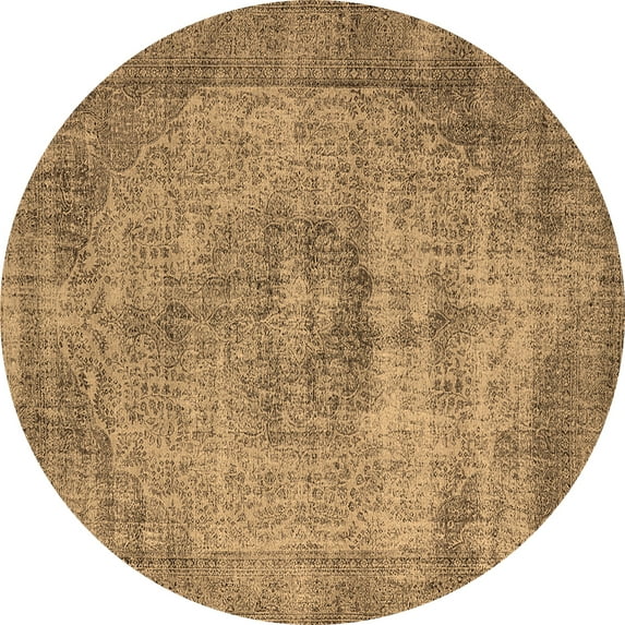 Ahgly Company Indoor Round Oriental Brown Industrial Area Rugs, 8' Round