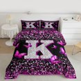 thumbnail image 2 of Feelyou Initial K Letter Queen Comforter Set, Sequin Print Monogrammed Bedding Sets, Romantic Pink Butterfly Reversible Bedding Comforter Set, Lightweight Room Decor, 3 Pieces, 2 of 8