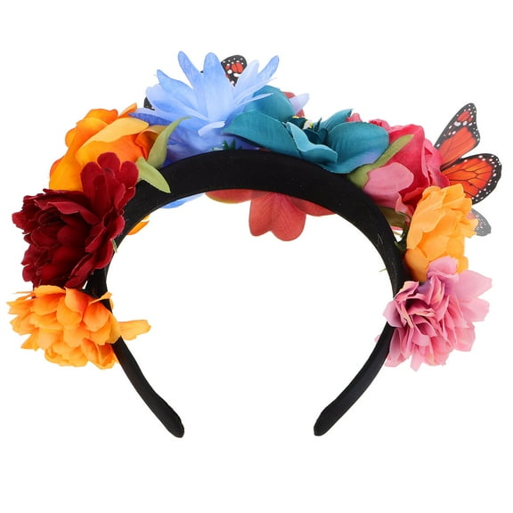 WHAMVOX Butterfly Headband Stylish Headpiece Floral Festival Accessory Elegant Floral Crown Butterfly Hair Accessory For Women