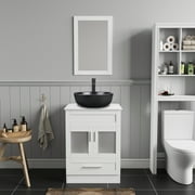 ELECWISH 24 Vanity Bathroom Cabinet with Mirror and Vessel Sink Bowl Faucet Combo Set