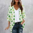 thumbnail image 4 of Mujeres de Manga Larga Tops Casual Protección Solar Moda Impresión de Gasa 3/4 Manga Abierta Blusa de Cárdigan, Ligero Verano Tapa-Up, 4 of 5