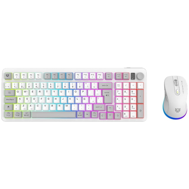 Kit Teclado y Mouse Gamer BALAM RUSH SQUAD CONQUEST PRO KG525 Inalambrico USB 2.4 GHz + BT 5.0 Tamaño 85% 7200dpi RGB