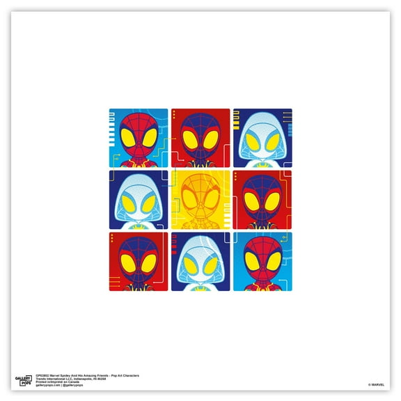 Gallery Pops Marvel Spidey and His Amazing Friends - Pop Art Characters Wall Art, Unframed Version, 12" x 12"