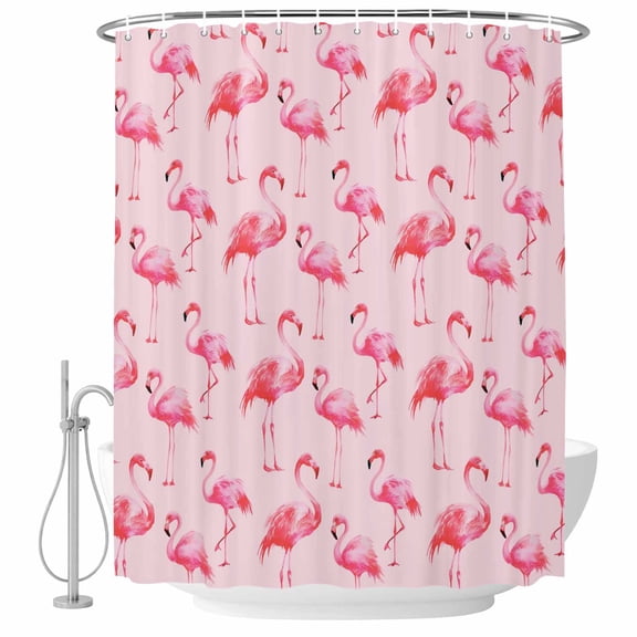 72x78 Inch Shower Curtain Pink Flamingo Bathroom Decor, Waterproof Fabric Bathtub Bath Curtains Decorative Summer Animals Extra Long Shower Curtain Set with Hooks