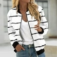 thumbnail image 2 of Bomber Lightweight Jackets Zip Up Casual Spring Fall Coat Jacket Womens Fashion Print Windbreaker with Pockets (XL, White), 2 of 5